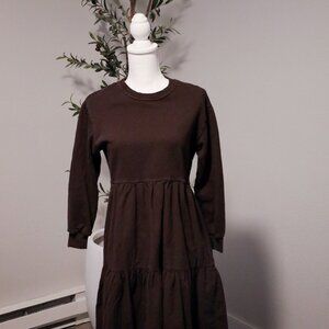 ZARA Brown oversized Sweatshirt Dress Size Small